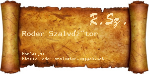 Roder Szalvátor névjegykártya